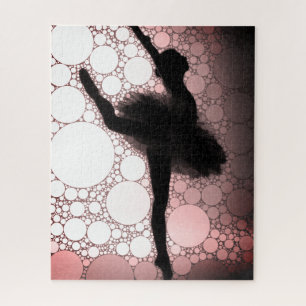 Roze zwarte balletdansende ballerina legpuzzel