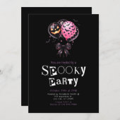 Roze zwarte ballonnen Moderne minimalistische Hall Kaart (Voorkant / Achterkant)