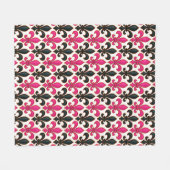 Roze Zwarte Barok Fleur-de-lis Patroon Ontwerp Fleece Deken (Voorkant (Horizontaal))