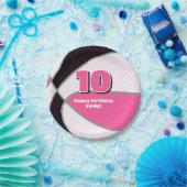 Roze zwarte basketbal meisjes sportfeest papieren bordje (Feest)