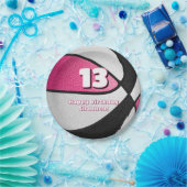 Roze zwarte basketbal meisjes sportfeest papieren bordje (Feest)