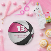 Roze zwarte basketbal meisjes sportfeest papieren bordje (Feest)