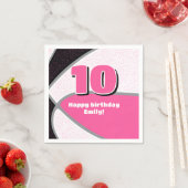 Roze Zwarte Basketbal Meisjes Sportviering Servet (Insitu)