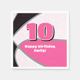 Roze Zwarte Basketbal Meisjes Sportviering Servet