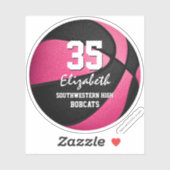 Roze zwarte basketbalgroep kleuren meiden sticker (Vel)