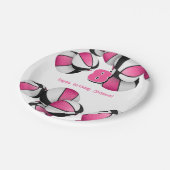 Roze zwarte basketballen meisjes verjaardagsfeestj papieren bordje (Gekanteld)