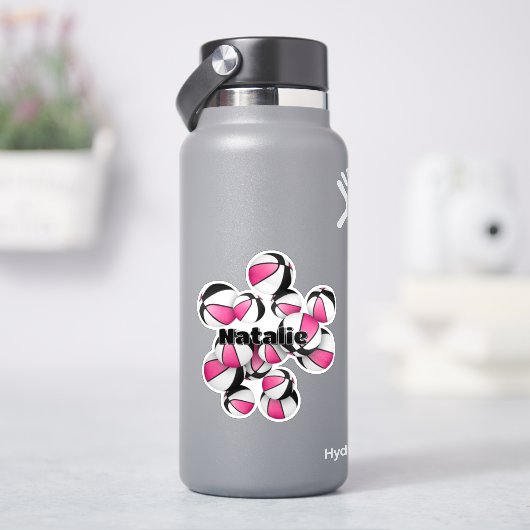 Roze zwarte basketballen met spelersnaam sticker (HydroFlask)