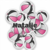 Roze zwarte basketballen met spelersnaam sticker (Voorkant)