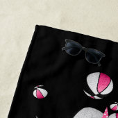 Roze zwarte basketballen sterren haar naam monogra strandlaken (In situ)