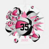 roze zwarte basketballen sterren meisjes keepsake metalen ornament (Achterkant)