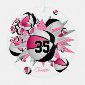 roze zwarte basketballen sterren meisjes keepsake metalen ornament (Voorkant)