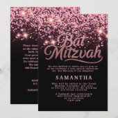 Roze & Zwarte Bat Mitzwa Uitnodiging (Voorkant / Achterkant)