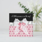 Roze Zwarte Bloemen Bogen Princess Baby shower Kaart (Staand voorkant)