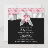 Roze Zwarte Bloemen Bogen Princess Baby shower Kaart (Achterkant)