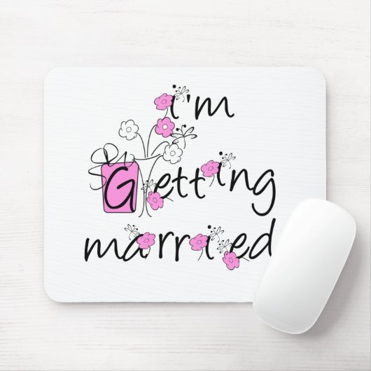 Roze/zwarte bloemen die gehuwd worden muismat (Met muis)