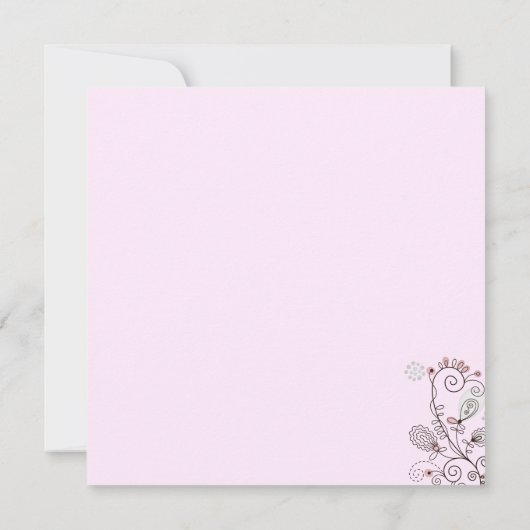 Roze & Zwarte Bloemen Verjaardag Uitnodigen Kaart (Achterkant)