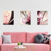 Roze & Zwarte Bloemen Wall Art – Set van 3 Prints (Woonkamer)
