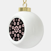 Roze/Zwarte Bloemendesign Keramische Bal Ornament (Rechts)