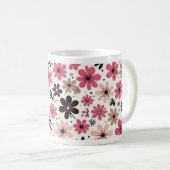 Roze & Zwarte Bloemmotief Mok (Voorkant rechts)