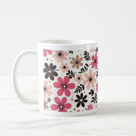 Roze & Zwarte Bloemmotief Mok
