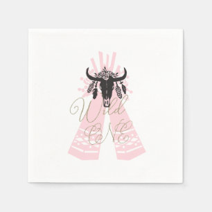 Roze & Zwarte Boho Chic Wilde EERSTE 1e Verjaardag Servet