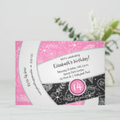 roze zwarte boho vethers volleybal verjaardag kaart (Staand voorkant)