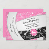 roze zwarte boho vethers volleybal verjaardag kaart (Voorkant / Achterkant)