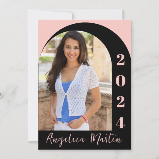 Roze Zwarte Boog Fotoklasse van 2024 Afstuderen (Voorkant)