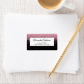 Roze Zwarte bruiloft Glitter en Sparkle Etiket (Insitu)