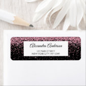 Roze Zwarte bruiloft Glitter en Sparkle Etiket (Insitu)