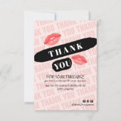 Roze Zwarte Brushstroke Kiss Fotobestelling Dank u Bedankkaart (Voorkant)