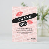 Roze Zwarte Brushstroke Kiss Fotobestelling Dank u Bedankkaart (Staand voorkant)