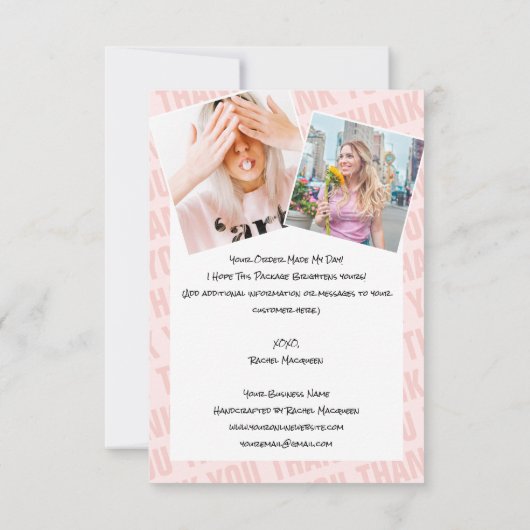 Roze Zwarte Brushstroke Kiss Fotobestelling Dank u Bedankkaart (Achterkant)