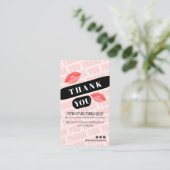 Roze Zwarte Brushstroke Kiss Fotobestelling Dank u Visitekaartje (Staand voorkant)