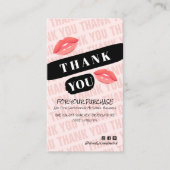 Roze Zwarte Brushstroke Kiss Fotobestelling Dank u Visitekaartje (Voorkant)