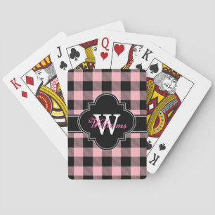 Roze Zwarte Buffalo Check Plaid Tartan 1IQN Pokerkaarten