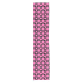 Roze Zwarte Buffalo Hart Geruite Tafel Runner Korte Tafelloper