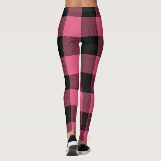 Roze & Zwarte Buffel geruit Leggings (Achterkant)