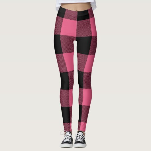 Roze & Zwarte Buffel geruit Leggings (Voorkant)