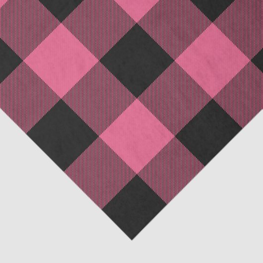 Roze & Zwarte Buffel Geruit Rustiek Tissuepapier (Detail)