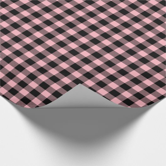 Roze zwarte buffelplaat Tartan Cadeaupapier (Hoek)