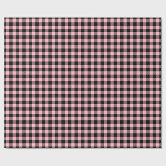 Roze zwarte buffelplaat Tartan Cadeaupapier (Vlak)