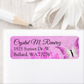 Roze, zwarte Butterfly Return Address Labels (Insitu)