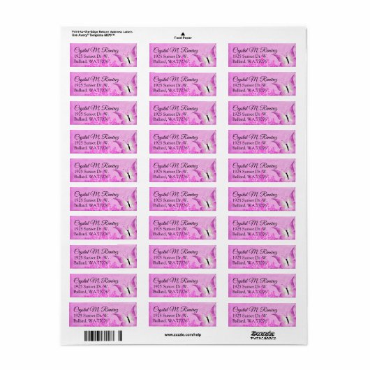 Roze, zwarte Butterfly Return Address Labels (Full Sheet)