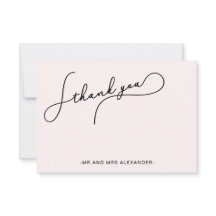 Roze Zwarte Calligrafie Huwelijk Bedankt