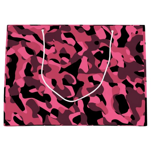 Roze zwarte Camouflage afdrukpatroon Groot Cadeauzakje (Voorkant)