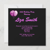 Roze zwarte champagne Cocktails Birthday Party Kaart (Achterkant)