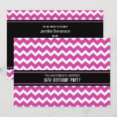 Roze zwarte Chevron 16e verjaardag Kaart (Voorkant / Achterkant)