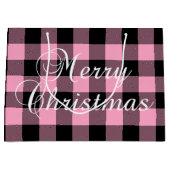 Roze zwarte Chevron Buffalo Pset Merry kerst Groot Cadeauzakje (Voorkant)