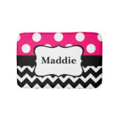Roze zwarte Chevron Monogram Bathmat Badmat (Voorkant)
